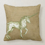 Vintage Unicorn Illustration Accent Pillow