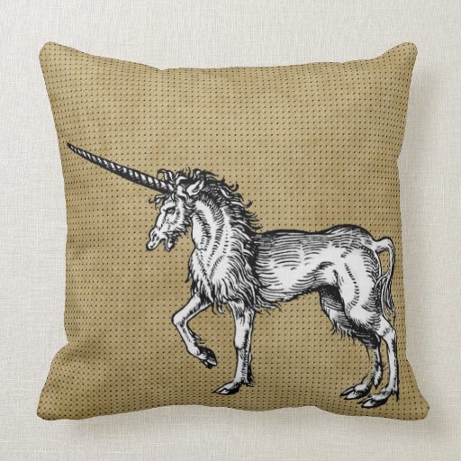 Vintage Unicorn Illustration Accent Pillow