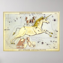 Vintage Unicorn (Monoceros) Constellation Print