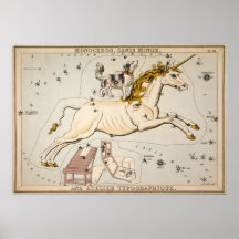 Vintage Unicorn Star Constellation Map Print