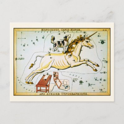 Vintage Unicorn Star Constellation Postcard