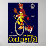 Vintage Unicycle Poster: Continental Tires