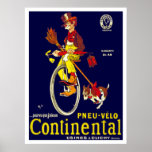 Vintage Unicycle Poster: Continental Tires