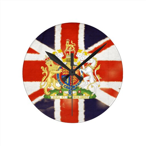 Vintage Union Jack Coat of Arms Wall Clock