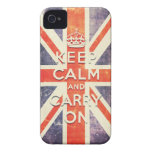 Vintage Union Jack flag keep calm and carry on iPhone 4 Case-Mate Cases
