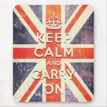 Vintage Union Jack flag keep calm and carry on Mousepad