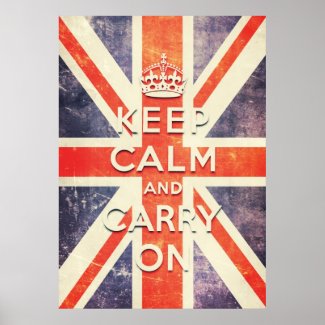 Vintage Union Jack flag keep calm and carry on Poster