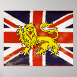 Vintage Union Jack Heraldry Lion Poster