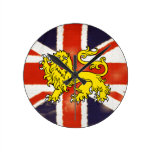 Vintage Union Jack Heraldry Lion Wall Clock