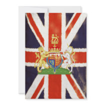 Vintage Union Jack With Coat Of Arms Invitations
