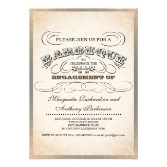 vintage unique typography barbecue invitations