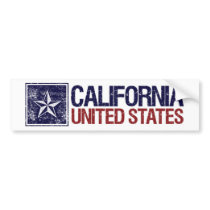 Vintage United States with Star – California Bumper Sticker