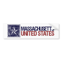 Vintage United States with Star – Massachusetts Bumper Sticker