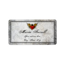 Vintage Urban Tattoo Winged Heart Address Label