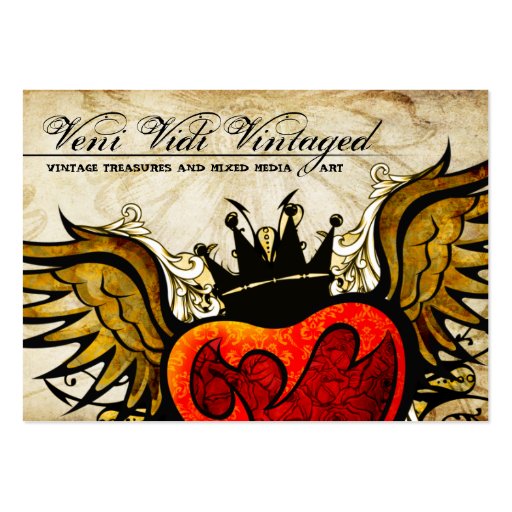 Vintage Urban Tattoo Winged Heart Business Cards (front side)