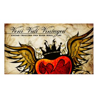 Vintage Urban Tattoo Winged Heart Business Cards