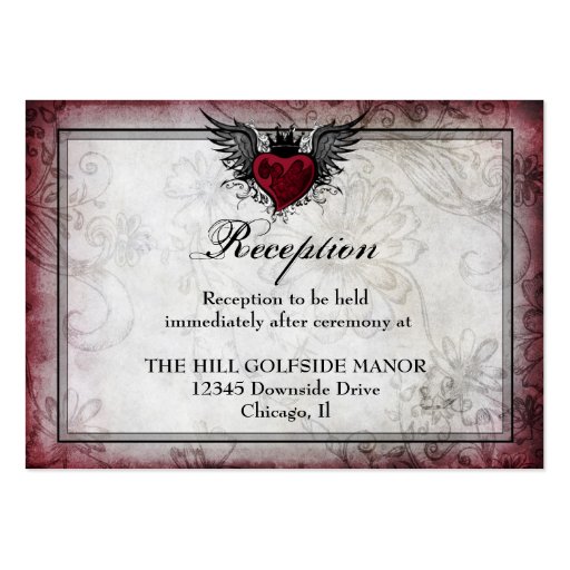 Vintage Urban Tattoo Winged Heart Particulars card Business Card Templates (front side)