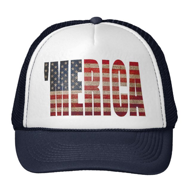Vintage US Flag 'MERICA Trucker Hat