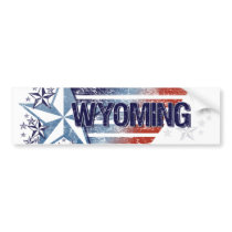 Vintage USA Flag with Star – Wyoming Bumper Sticker