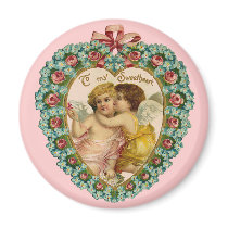 Vintage Valentine Affectionate Cupids magnets by JuJuGarden Vintage Valentine Affectionate Cupids magnets