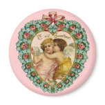 Vintage Valentine Affectionate Cupids Refrigerator Magnets