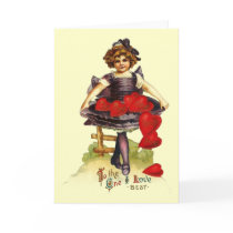 Vintage Valentine Card - Child with Hearts by JuJuGarden Vintage Valentine Card - Child with Hearts