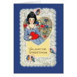 Vintage Valentine Card with Bluebirds