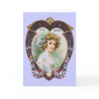Vintage Valentine Card - Woman in Floral Heart card