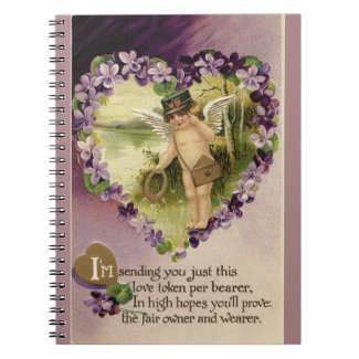 Vintage Valentine Cherub and Violets Spiral Notebook
