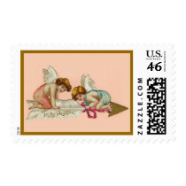 Vintage Valentine Cherubs Arrow Postage Stamp by JuJuGarden Vintage Valentine Cherubs Arrow Postage Stamp