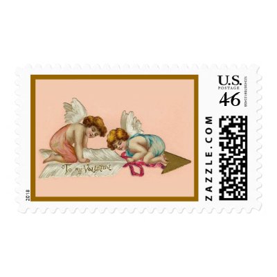 Zazzle Vintage Valentine Cherubs Arrow Postage Stamp