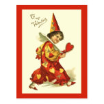 Vintage Valentine Clown Postcard
