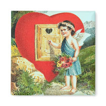 Vintage Valentine Cupid Heart Home magnets by JuJuGarden Vintage Valentine Cupid Heart Home magnets