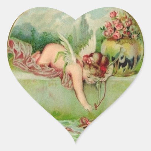 Vintage  vintage Valentine cupid Stickers Cupid Heart