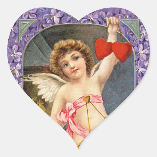 Vintage  Heart Stickers Cupid photo cupid Valentine vintage