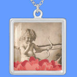 Vintage Valentine Cupie Square Necklace necklaces