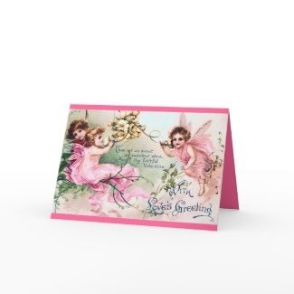 Vintage Valentine Fairies Card card