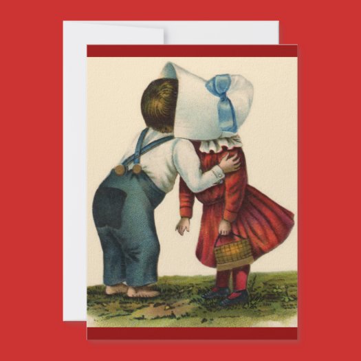 Vintage Valentine First Kiss Day invitation