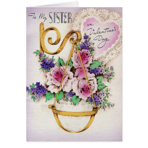 Vintage Valentine For Sister Card | Zazzle