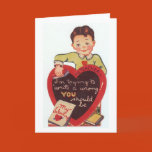 greeting, card, vintage, valentine, boy, eraser,