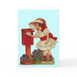 Vintage Valentine Girl Mails Card