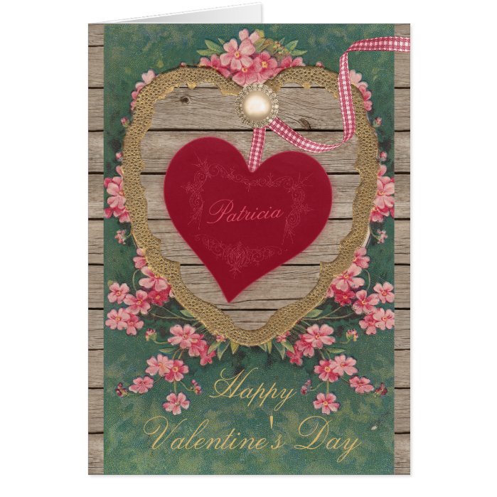 Vintage Valentine heart flowers CC0825 Scrapbook Greeting Card