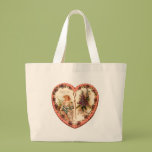 Vintage Valentine Heart With Purple Flowers Tote Bag