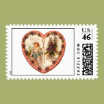 Vintage Valentine Heart With Purple Flowers Stamps