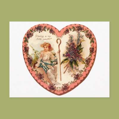 Vintage Valentine Heart With Purple Flowers Postcards Zazzle_postcard