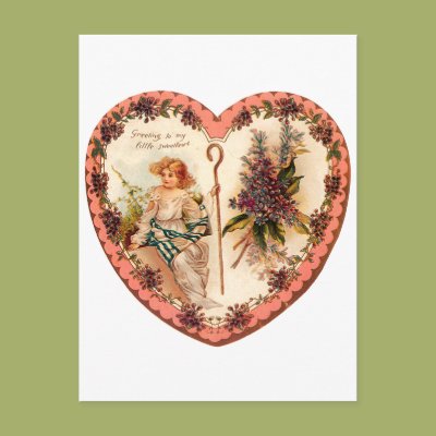 Vintage Valentine Heart With Purple Flowers Postcard Zazzle_postcard