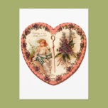 Vintage Valentine Heart With Purple Flowers Postcard