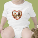 Vintage Valentine Heart With Purple Flowers Tshirt