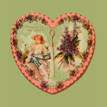 Vintage Valentine Heart With Purple Flowers Tee Shirts