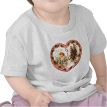 Vintage Valentine Heart With Purple Flowers Tshirt